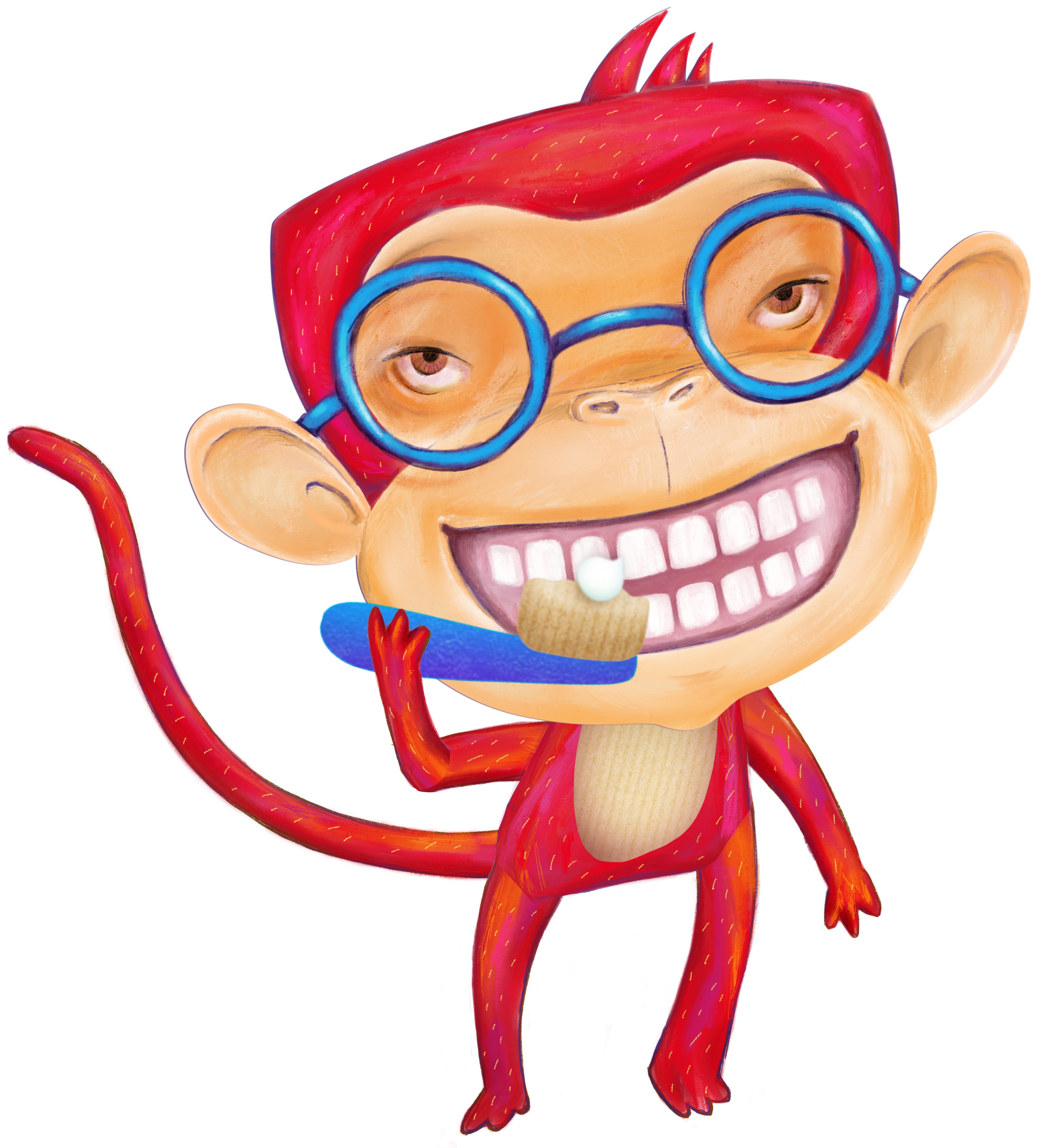 Monkey brushing teeth
