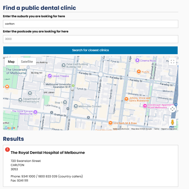 find a public dental clinic