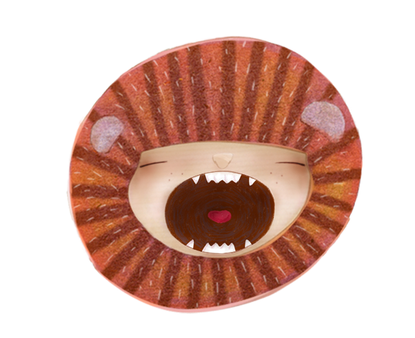 Lion head open mouth