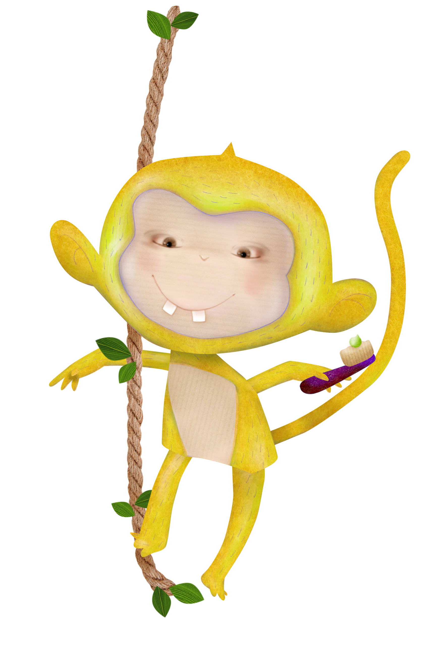Monkey standing on a swing