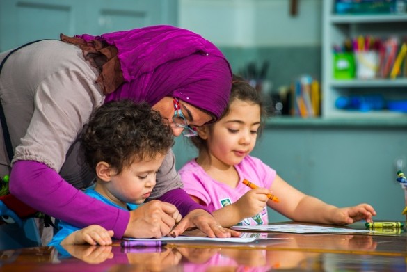 Educator and children